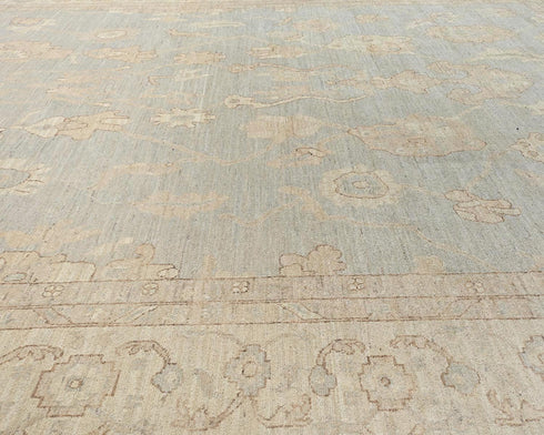 12x14 Zeigler Muted Gray Afghan Hand Knotted Wool Area Rug